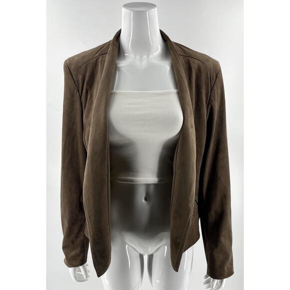 Dalia Open Front Jacket Size XL Chocolate Brown Faux Suede Womens - Picture 1 of 5